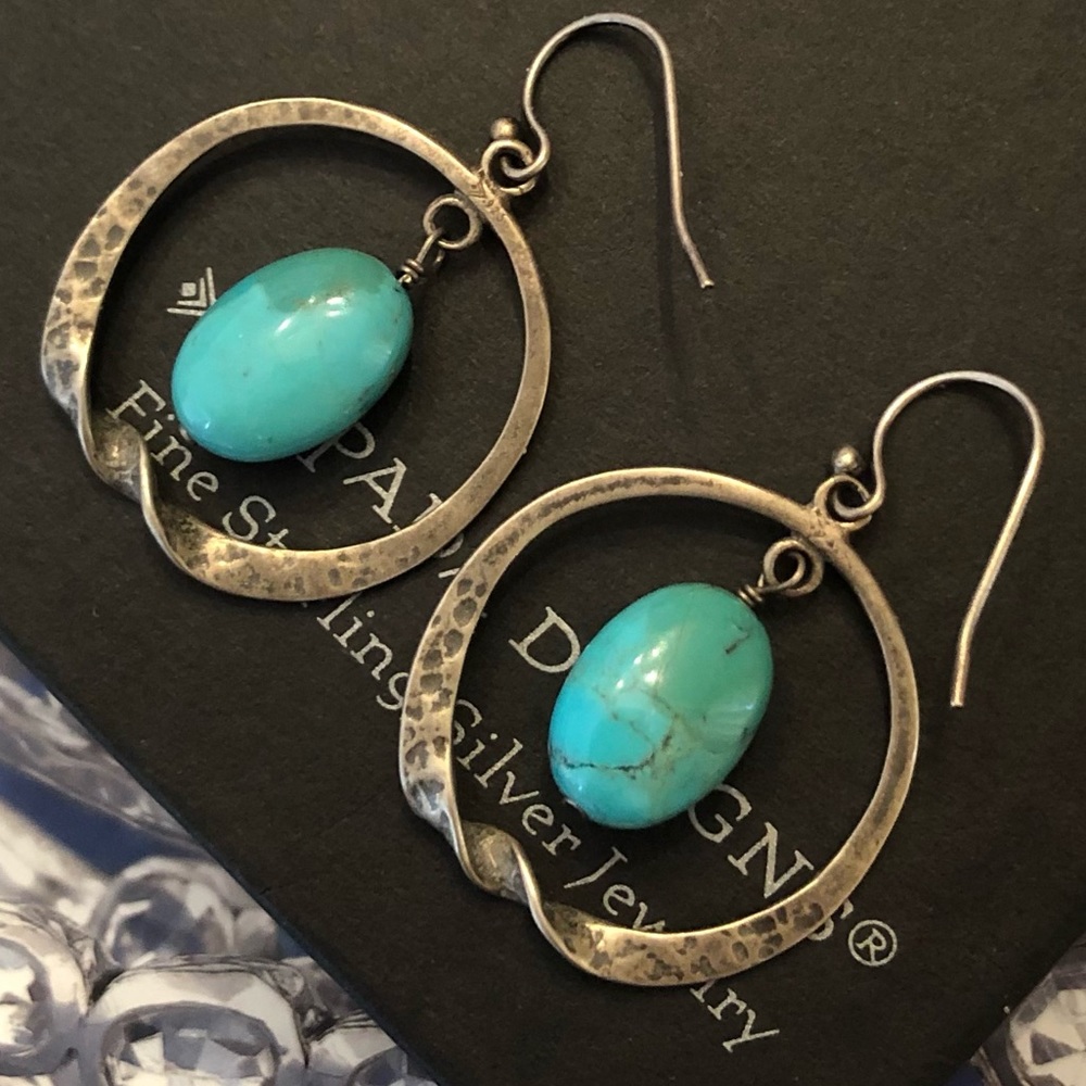 Vintage Silpada Sterling Silver Turquoise Earrings - Picture 9 of 14